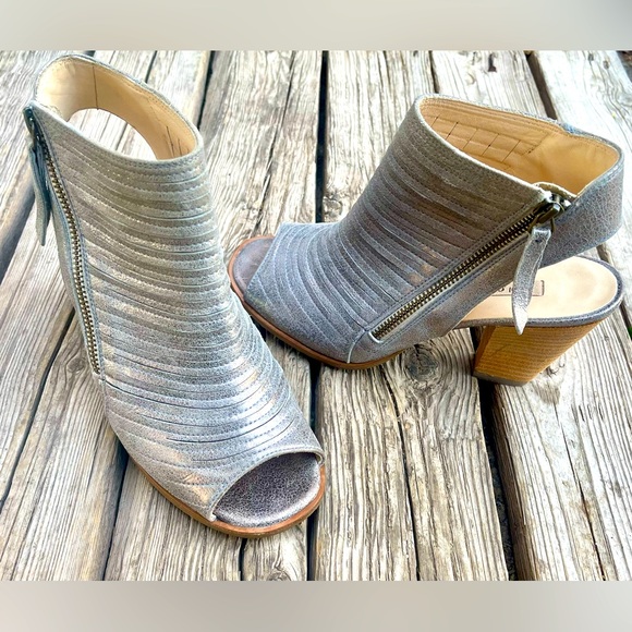 $375PAUL GREEN Cayanne Leather Peep Toe Sandal BOOTIE SMOKE LEATHER sz.UK4 US6.5 - Picture 1 of 10